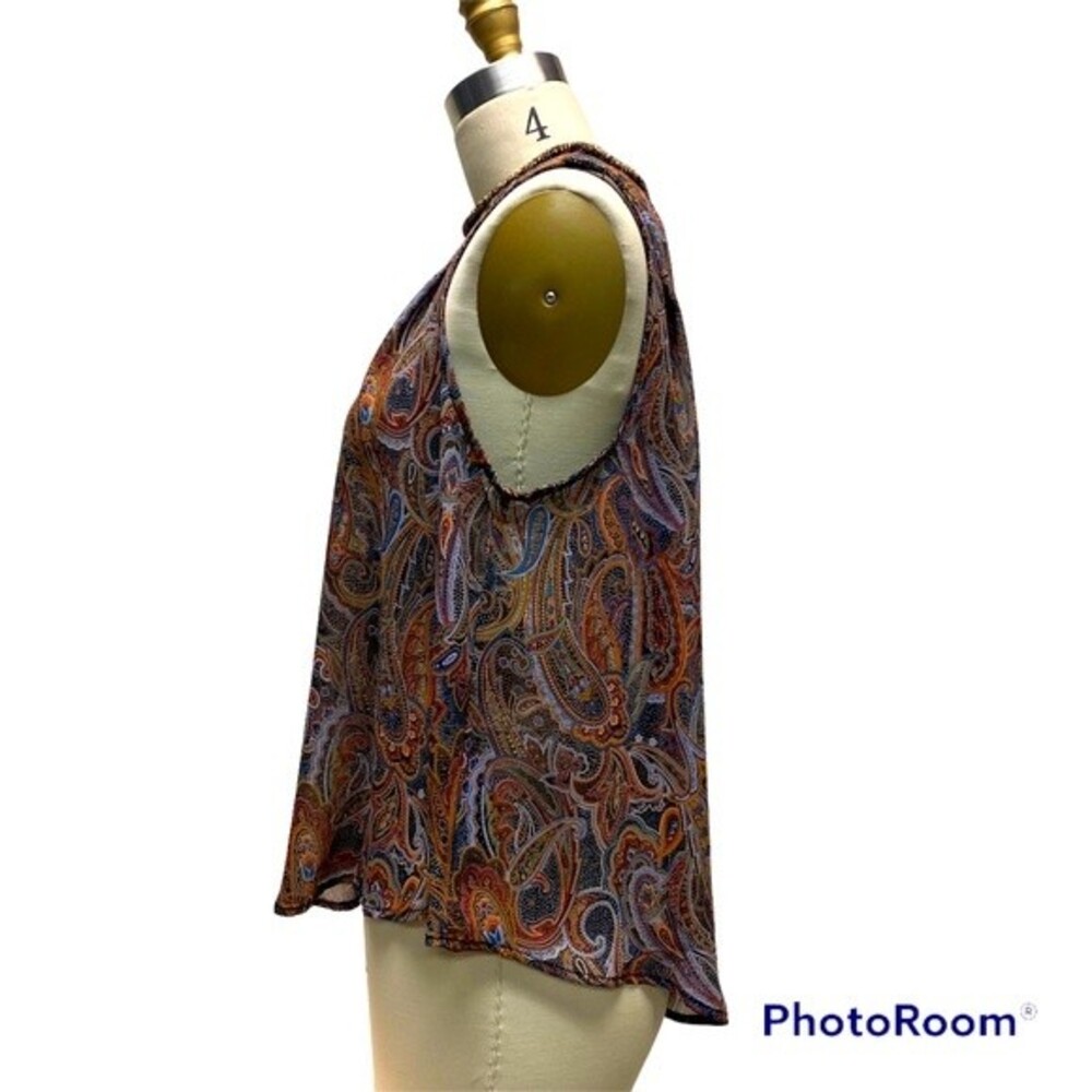 ASTR Multicolor Paisley Sleeveless A-Line Tank Beaded Neckline Size Medium - Picture 2 of 7